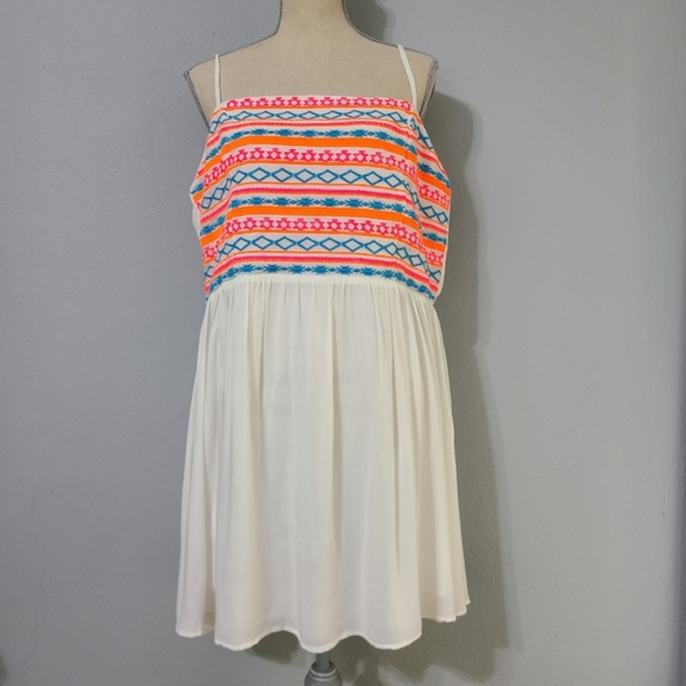 Umgee Embroidered‎ Women Ivory Casual Dress XL